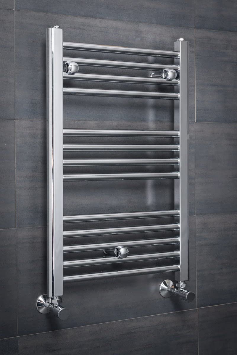 Warmehaus Chrome Contemporary Straight Bathroom Ladder Radiator Heated Towel Rail Towel Warmer Central Heating 700 X 450Mm