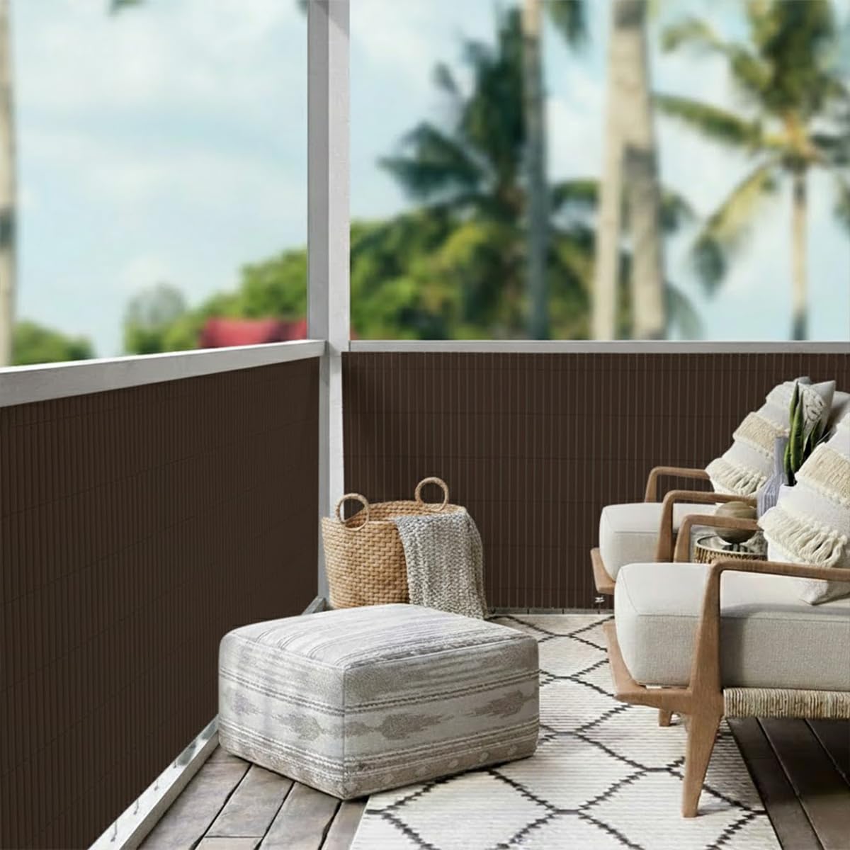 PEGANE Canisse Brise Vue en PVC Tube Plat,Clôture Protection pour Jardin terasse Balcon Coloris Marron foncée - Hauteur 100 x Longueur 300 cm 1700g/m2