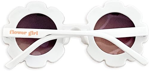ModParty Lentes de sol para niña de las flores, redondas, blancas, para regalo de propuesta de dama de honor, accesorio lindo para niñas, protección