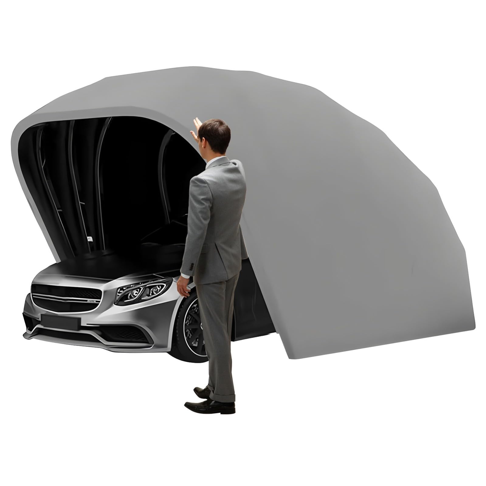 Garage Pieghevole per Auto, Tettoia per Auto Telescopica Portatile con Serratura, Telescopico Tenda per Auto Mobile da Esterno, Resistente a Pioggia e Neve, per Auto, SUV
