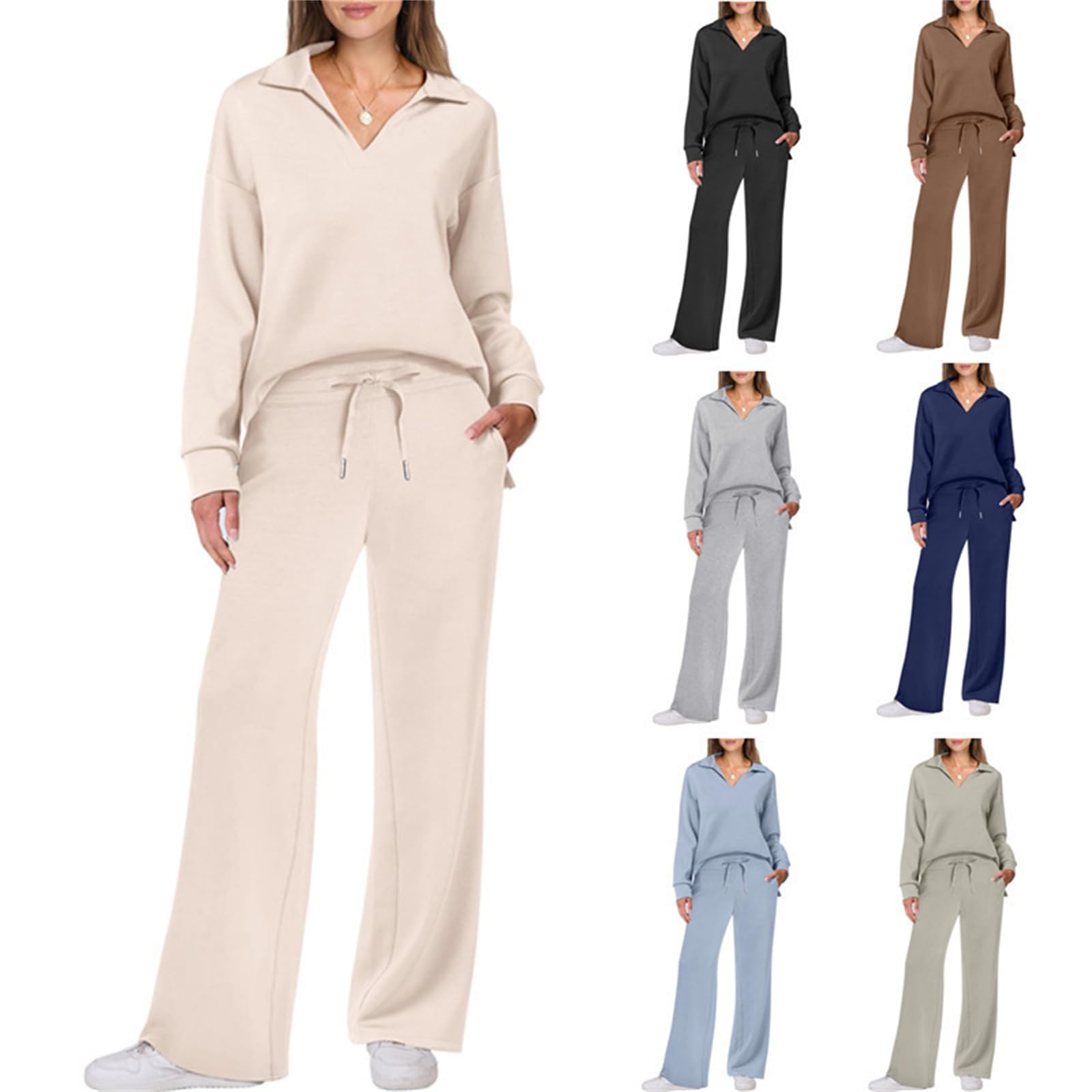 Generisch 2-teiliges Übergangsset für Damen im Herbst – Atmungsaktive und knitterfreie Trainingsanzug-Sets, zweiteilige Sets für Damen, Lounge-Set
