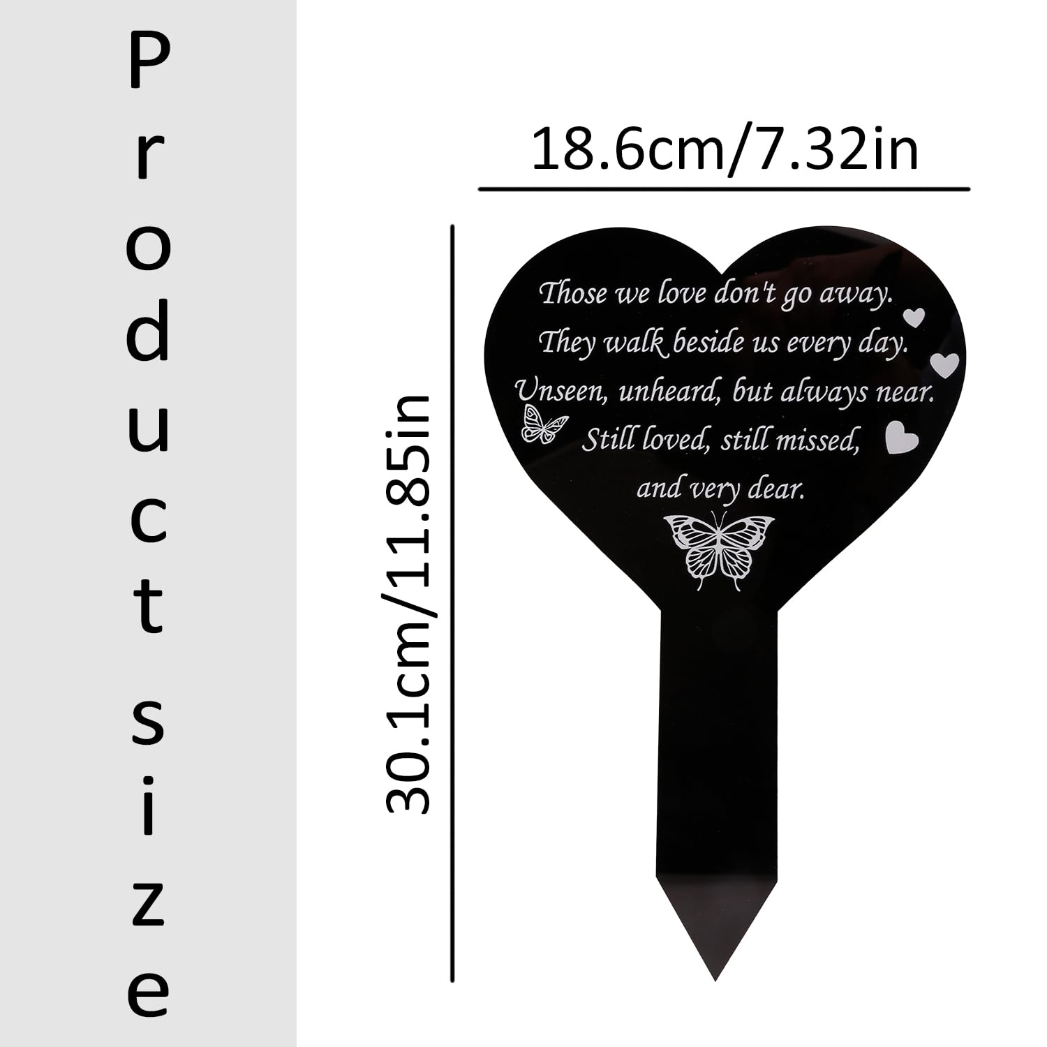Bojueshaw Memorial Plaque Stake,Acrylic Remembrance Signs for Graves,Weatherproof Garden Memorial for Loved Ones & Pets(Heart) - Image 2