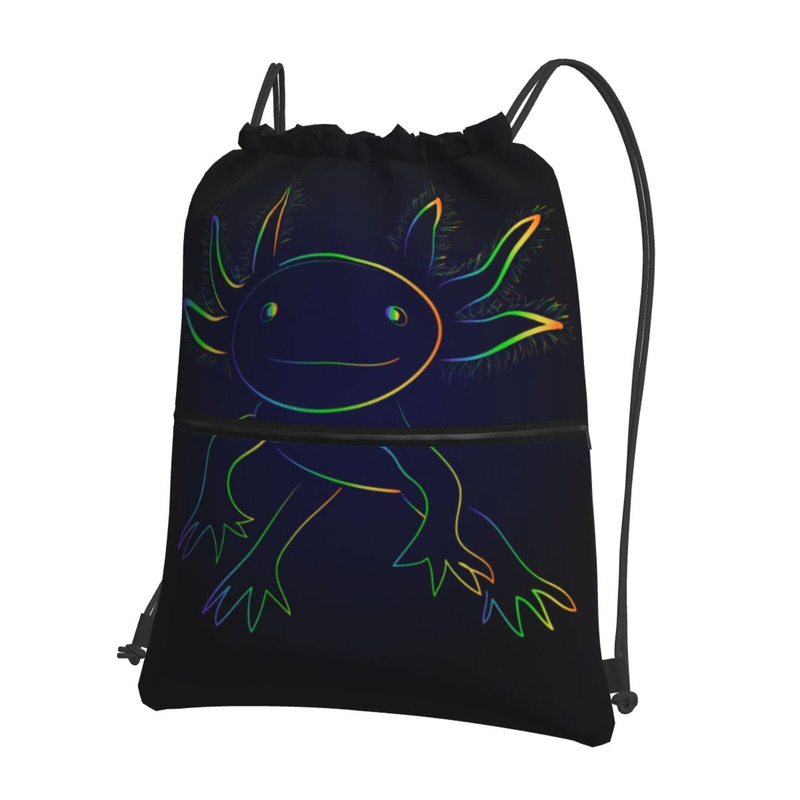 Smazdfxx Unisex As Pic Stylized Rainbow Axolotl Gym Drawstring Bags Backpack For Women Men