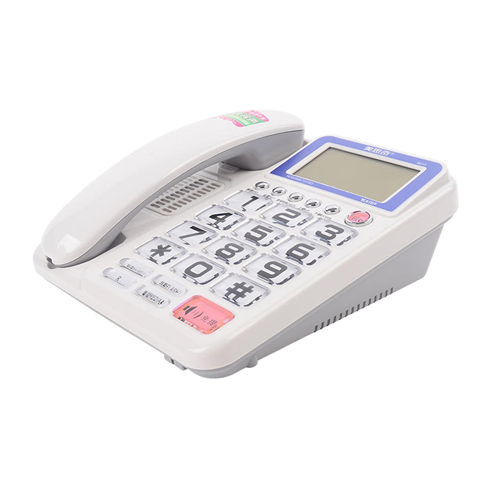 Teléfono fijo con cable, teléfono fijo con pantalla de llamadas para hotel, hogar, baño, pantalla de llamada con botón grande con cable, pantalla fija