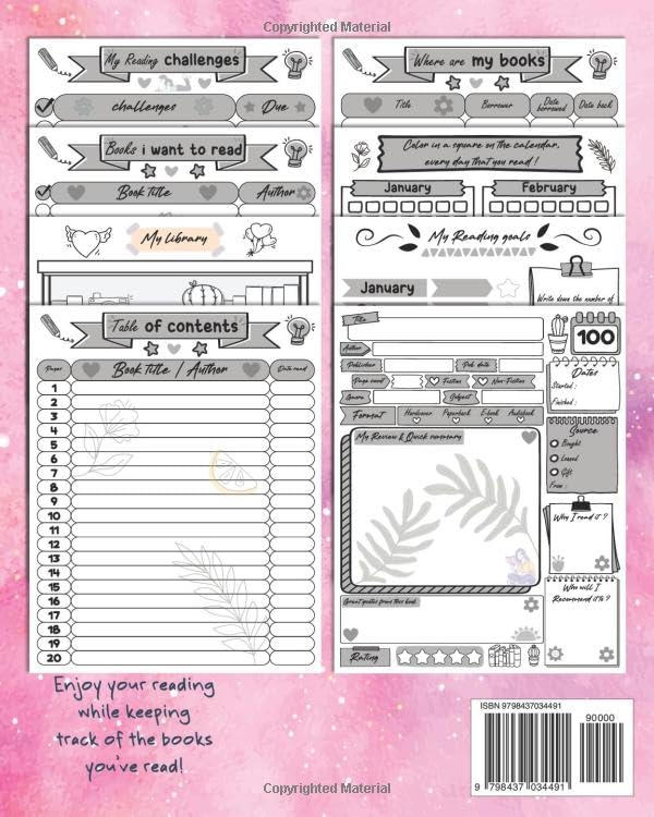 book journal reading log for women and Teen Girls: Reading Log Book Tracker to Write your Reviews and Favorite Quotes | 121 Pages | 8 x 10 inches. - Image 2