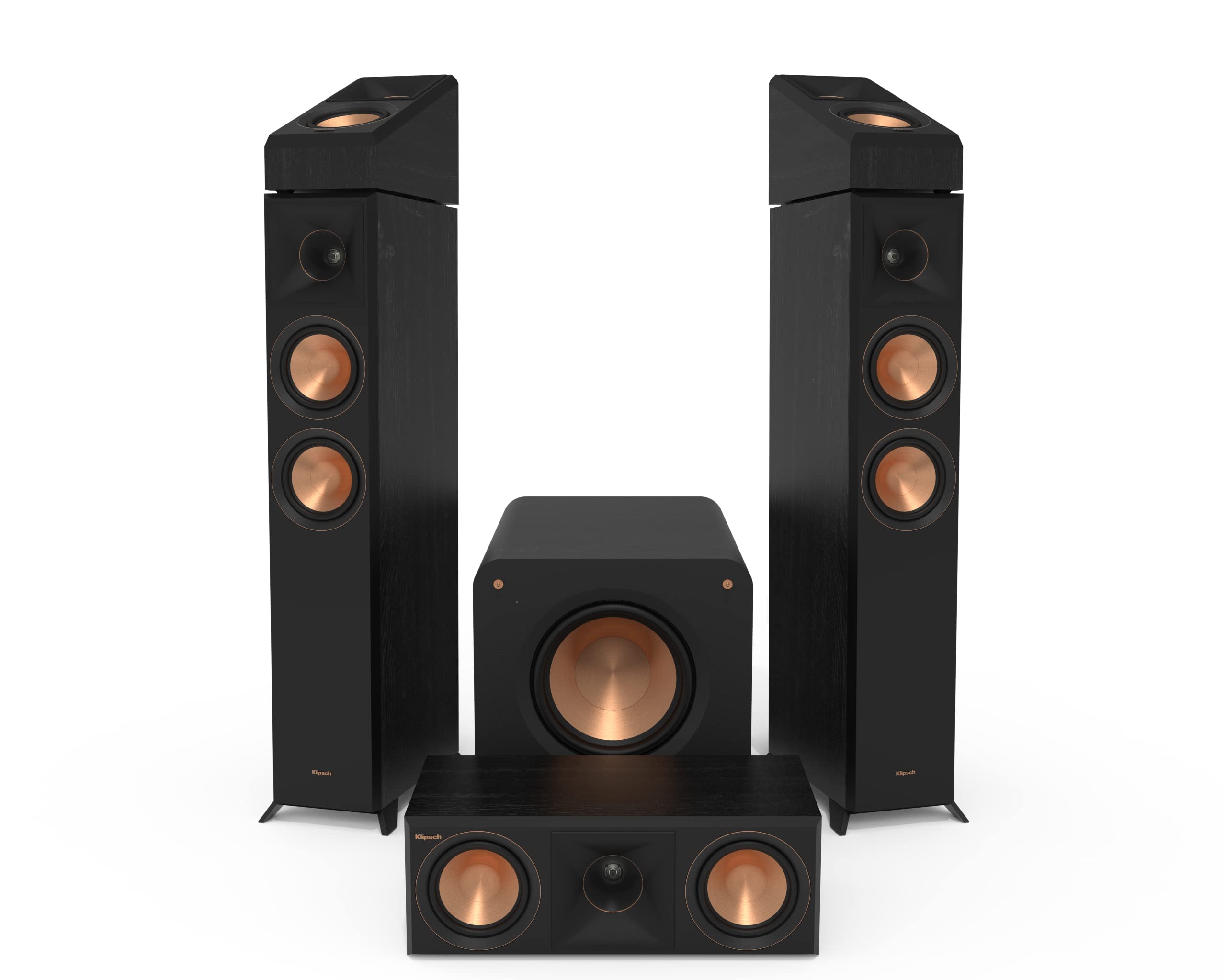 Klipsch 5.1 Ebony System - Model RP-5000F II, RP-500C II, RP-500SA II, RP-1000SW
