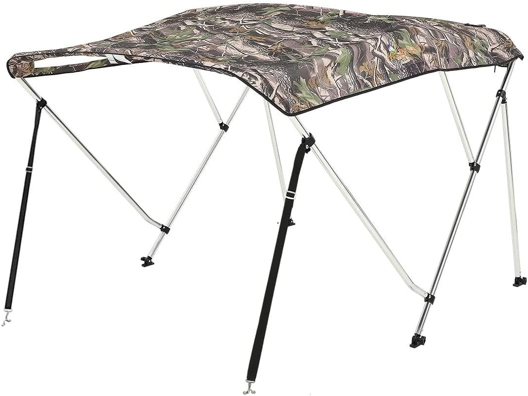 KING BIRD 3-4 Bow Bimini Boat Top Cover Sun Shade Boat Canopy Waterproof 1 Inch Stainless Aluminum Frame 46" Height with Rear Support Poles and Storage Boot 6 Colors -11 Sizes