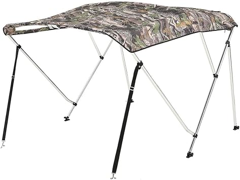 KING BIRD 3-4 Bow Bimini Boat Top Cover Sun Shade Boat Canopy Waterproof 1 Inch Stainless Aluminum Frame 46" Height with Rear Support Poles and Storage Boot 6 Colors -11 Sizes