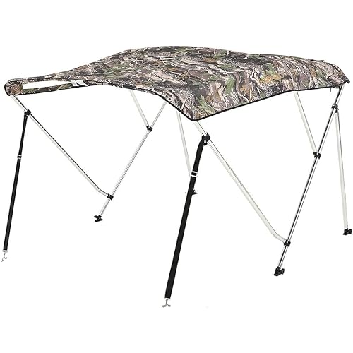 KING BIRD 3-4 Bow Bimini Boat Top Cover Sun Shade Boat Canopy Waterproof 1 Inch Stainless Aluminum Frame 46" Height with Rear Support Poles and Storage Boot 6 Colors -11 Sizes