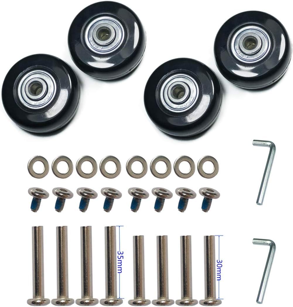 4 Wheels Wear-Resistant Mute Luggage Suitcase Replacement Wheels Rubber Swivel Caster Wheels Repair Kits (50x14mm 4 Pcs)