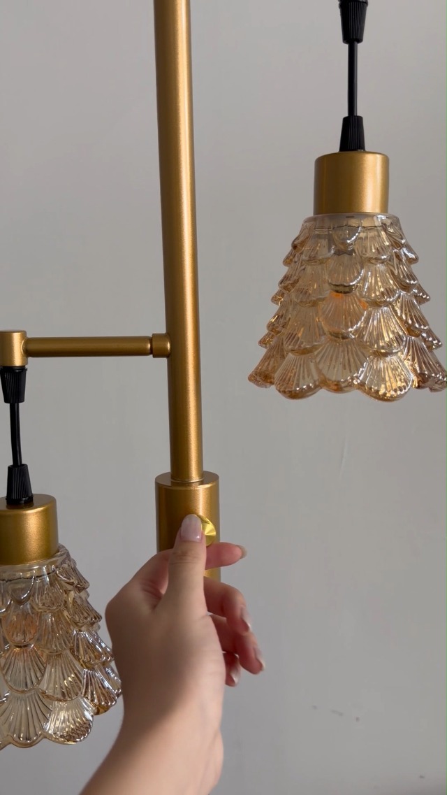 Image of Amber Glass Floor Lamp Dimmable 2-Light Modern Gold Tall Floor Lamp