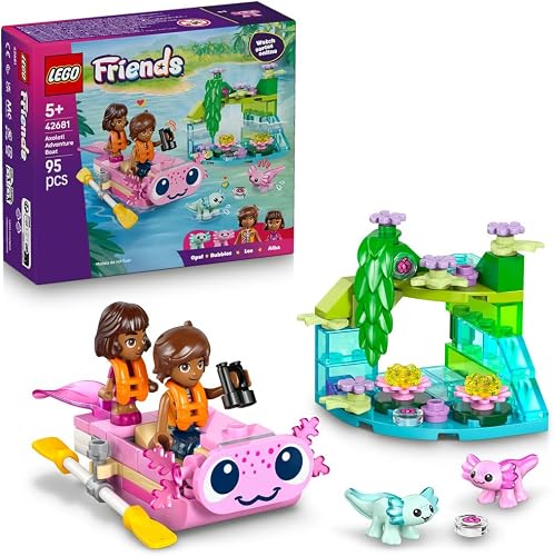 LEGO Friends Axolotl Adventure Boat 42681 | Adventure Boat Toy, 2 Mini Dolls, 2 Animal Figures & Plants, Building Set, Gift for 5+ Year Old Girls & Boys, 95 Pieces