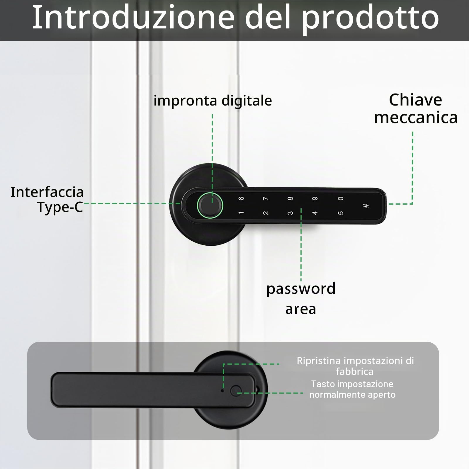 Serratura Intelligente per Porta, Maniglia Della Porta Con Impronta Digitale Serratura Elettrica con Tastiera Touch maniglia Intelligente Automatica con Controllo APP Sblocco Remoto