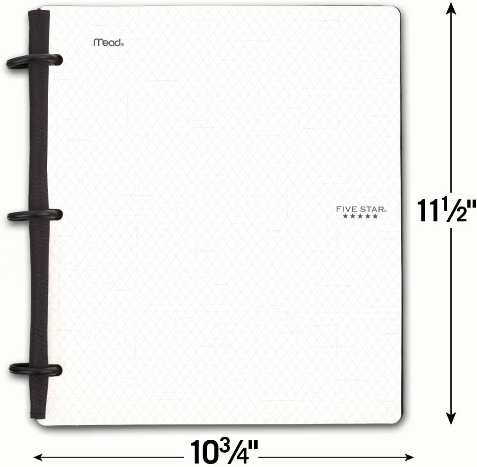 Five Star Flex Hybrid NoteBinder, 1 Inch Binder with Tabs, Notebook and 3 Ring Binder All-in-One, White (72512)