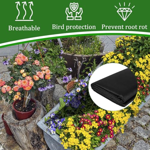 DUENYUANN Planter Liner Fabric Planter Basket Liner for Large Veg Trough Alternatives Coconut Basket Easy to Cut for Planter Hanging Flower and Window Box (63x83 Inch)