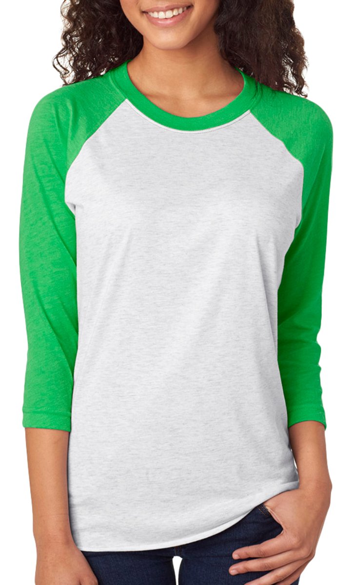 Next Level Unisex Triblend 3/4-Sleeve Raglan - ENVY/ HTHR WHT - XL - (Style # 6051 - Original Label)