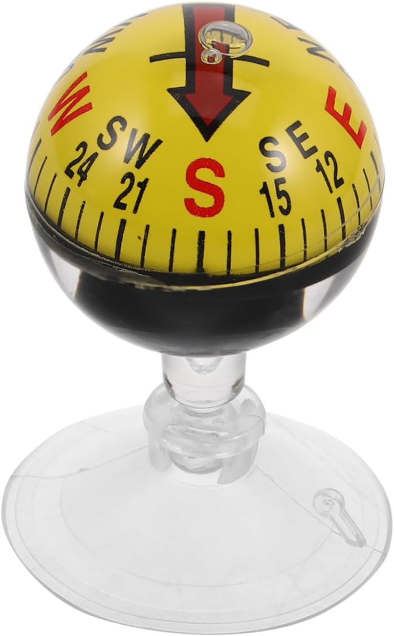 Car Guide Ball Compass with Strong Suction Cup 2.83In Portable Vehicle Compass for Automotive Interior Navigation and Outdoor Use