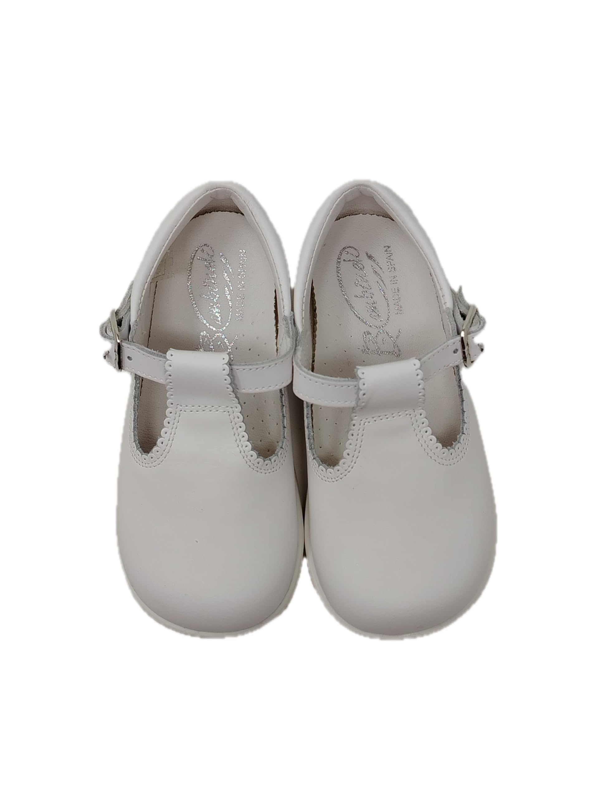 Genérico Zapatos Bebé de Piel para Bautizo, Ceremonia Cómodos, Hebilla Ajustable Suela Flexible, Calzado Infantil Elegante Mod 463