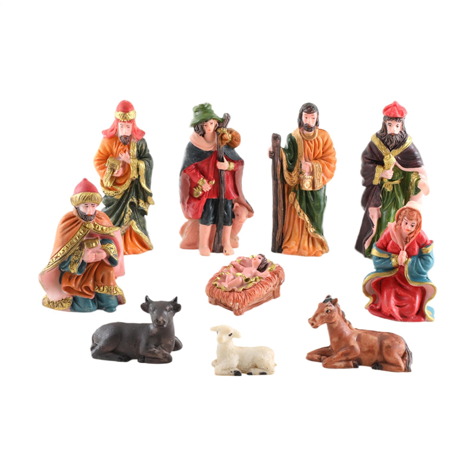 Figurines de crèche de Noël en résine miniatures pour décoration de table