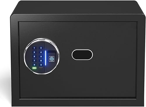 Miniatura 8 de Grimtron Caja fuerte biométrica inteligente (0.80 pies cúbicos) con bloqueo de huellas dactilares con modo silencioso, teclado retroiluminado y luz