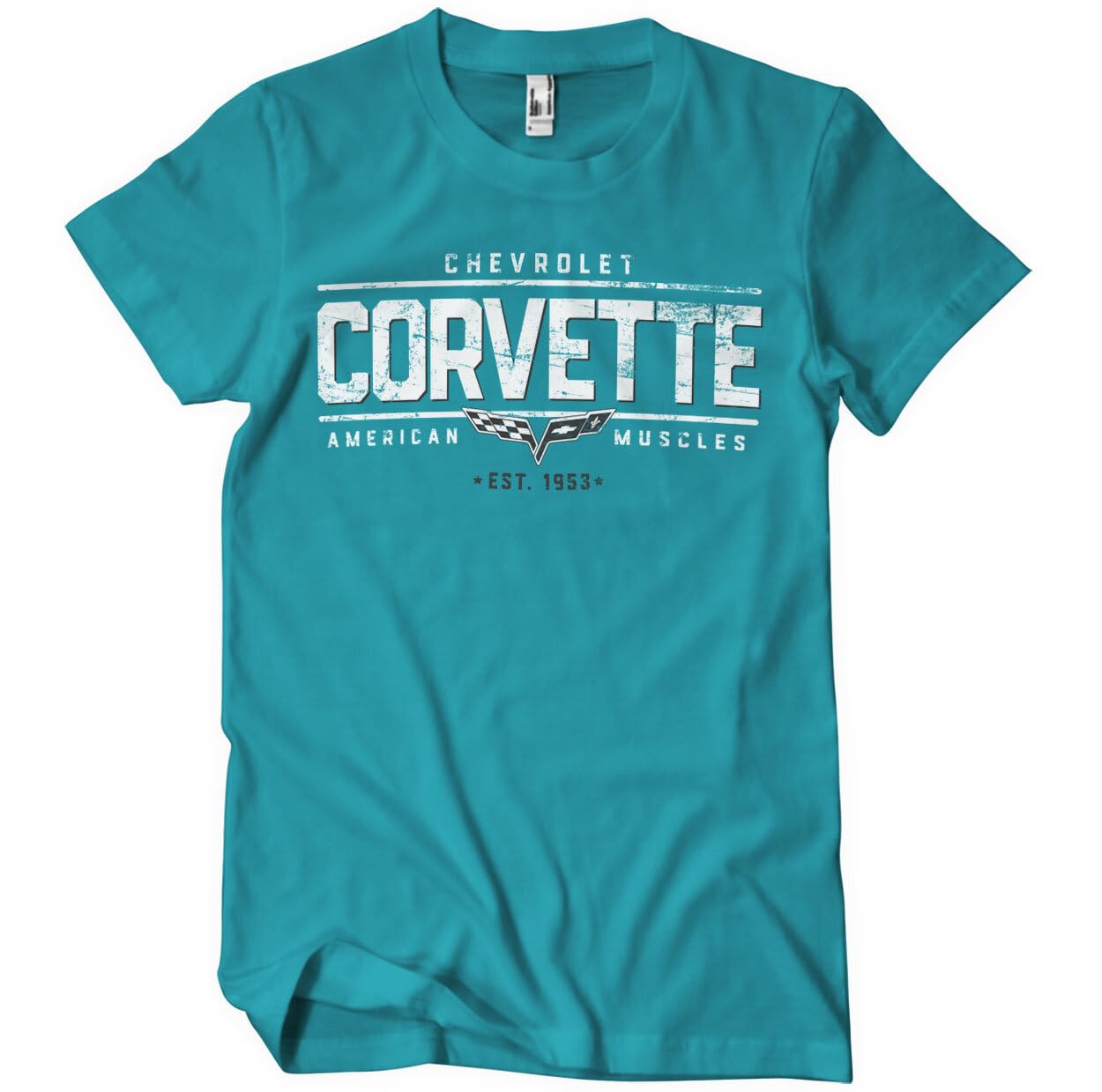 Chevrolet Officially Licensed Corvette - American Muscles Mens T-Shirt (TropicalBlue), Large