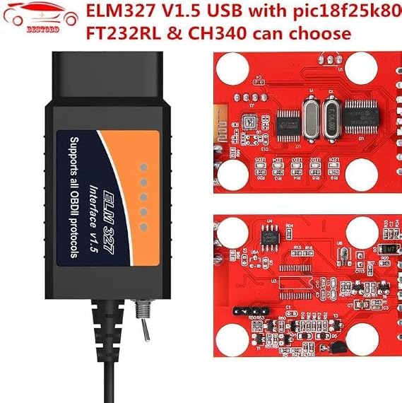 USB متصل CH340 سائق OBD2 ELM تعديل الدائرة القصيرة Forscan Foccus ELMConfig DDT4ALL متوافق