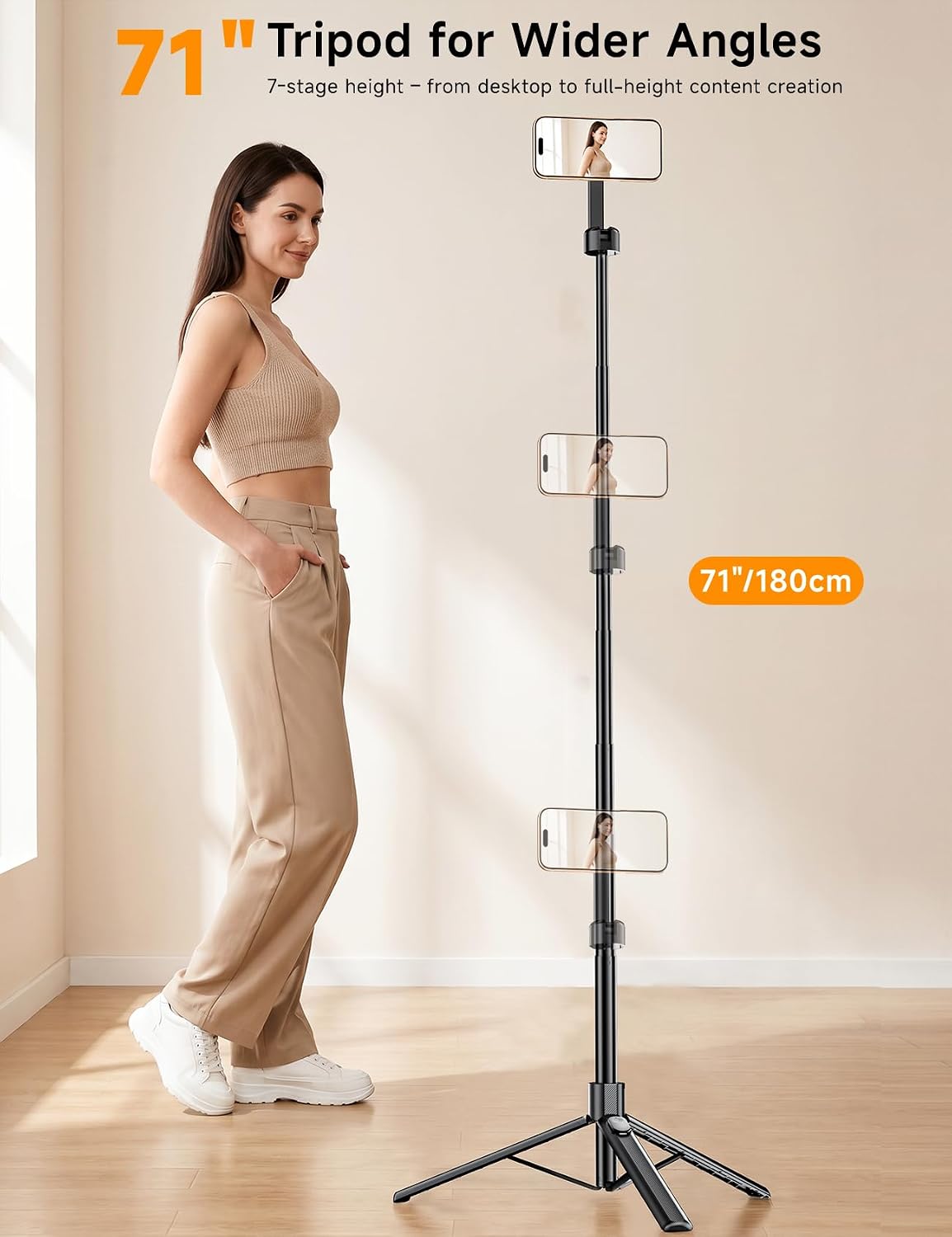 ANXRE 71" Magnetic Phone Tripod with Universal Clamp,N Mag3 Selfie Stick image 4