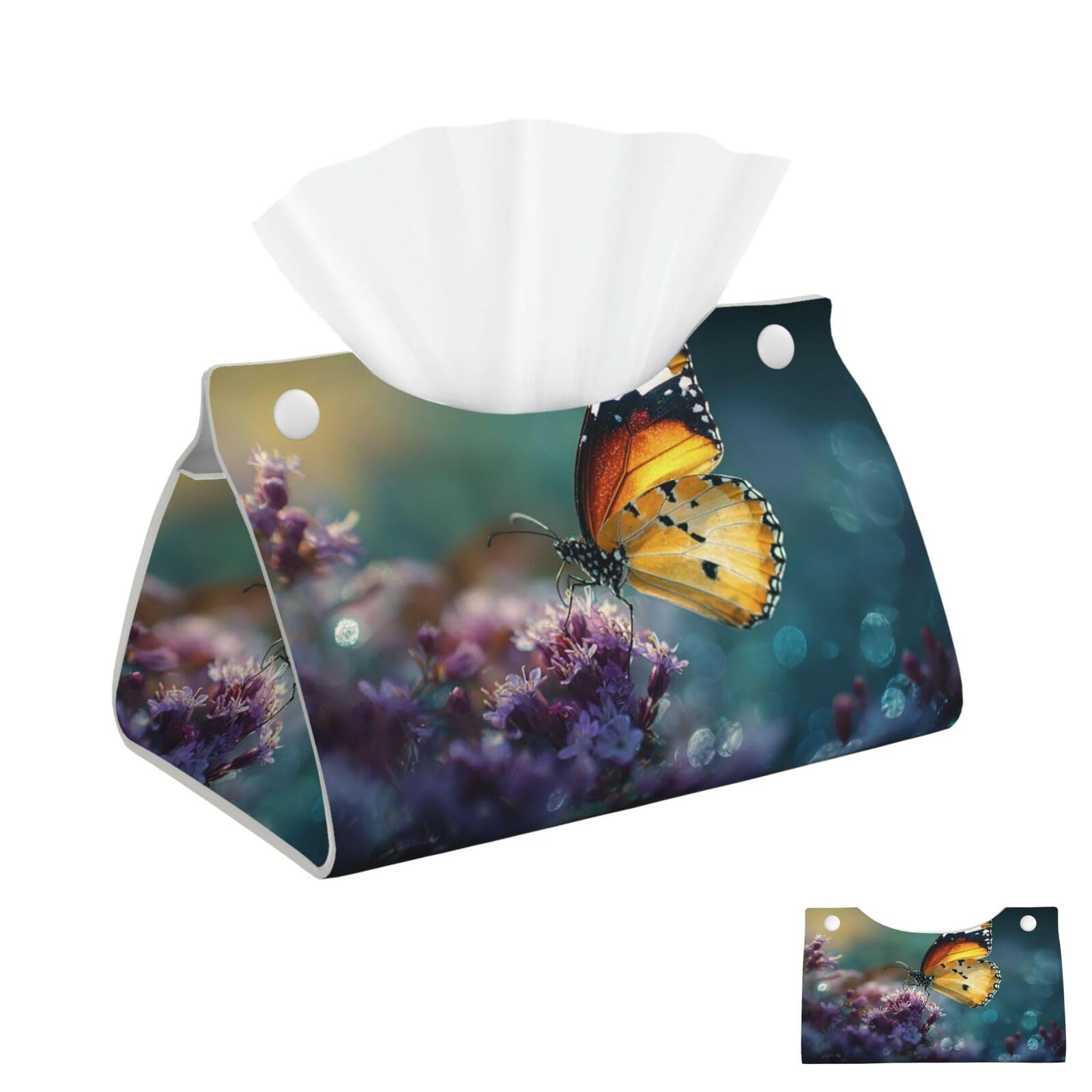 Butterfly on Beautiful Flower Tissue Box Cover Square Cube Boxes