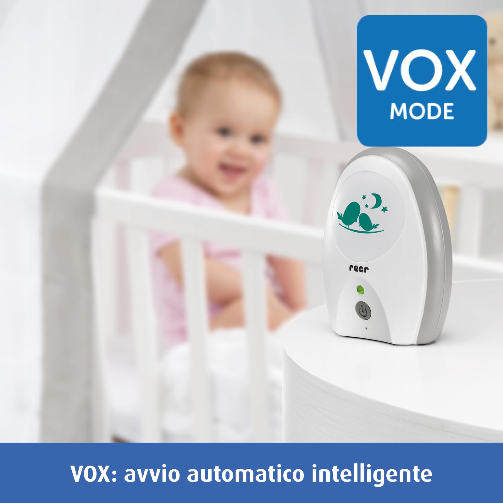 Reer Baby Monitor Digitale 50040 Neo — a Prova di Bug, Basse Radiazioni, Portata 250 m