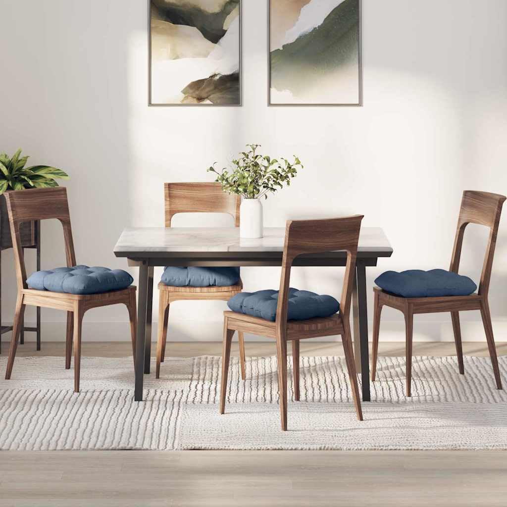 4er Set Sitzkissen 45x45 cm, Cord Stuhlkissen Blau | Weiche Stuhlauflagen mit Polyesterfüllung für Esszimmerstühle und gemütliche Stunden im Wohnzimmer.