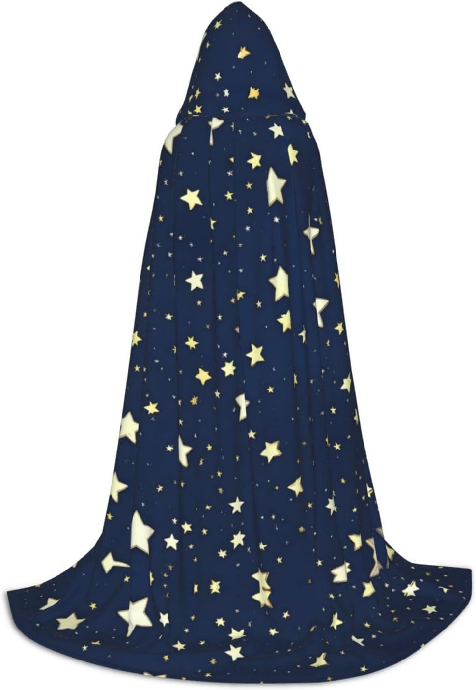 Navy Blue Sky and Star print Wizard Hooded Robe Medieval Cape Renaissance Cloak for Men Women Halloween Costume