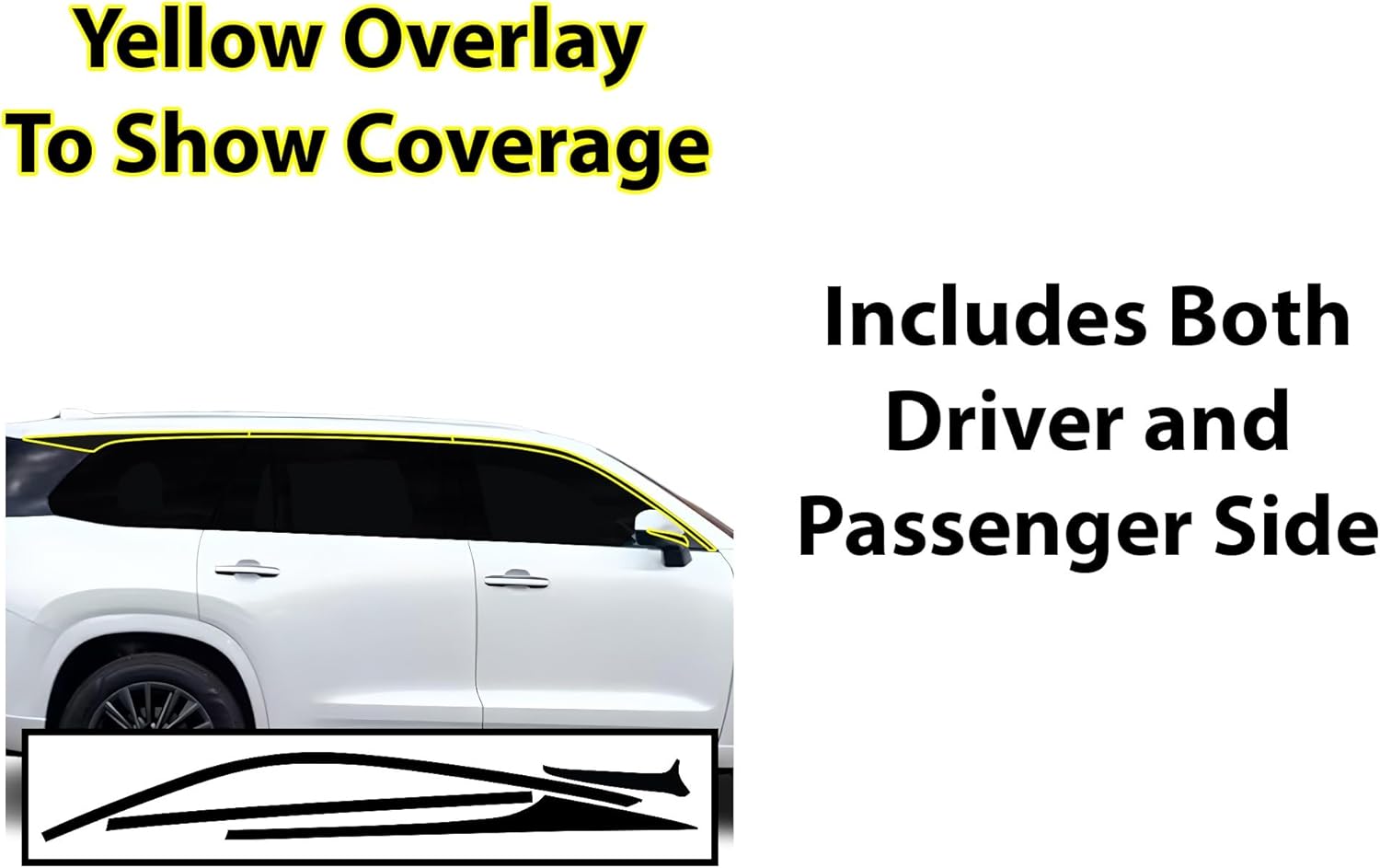 BOGAR TECH DESIGNS Side Window Trim Chrome Delete Overlay Compatible with Lexus TX 350 & 500h 2024-2025, Gloss Black