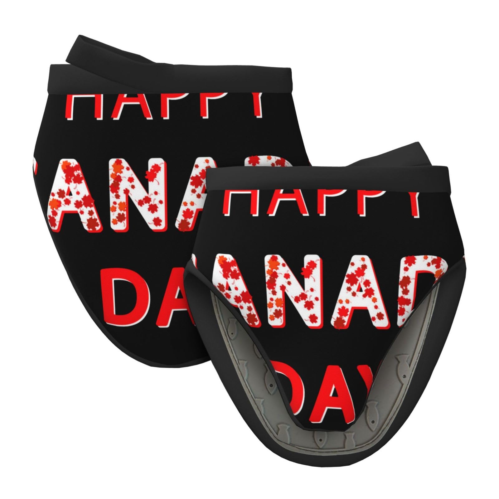 Silicone Oven Mitts, Heat and Slip Resistant Kitchen Mittens 2-Pack Set, Happy Canada Day Maple Short Soft Oven Gloves