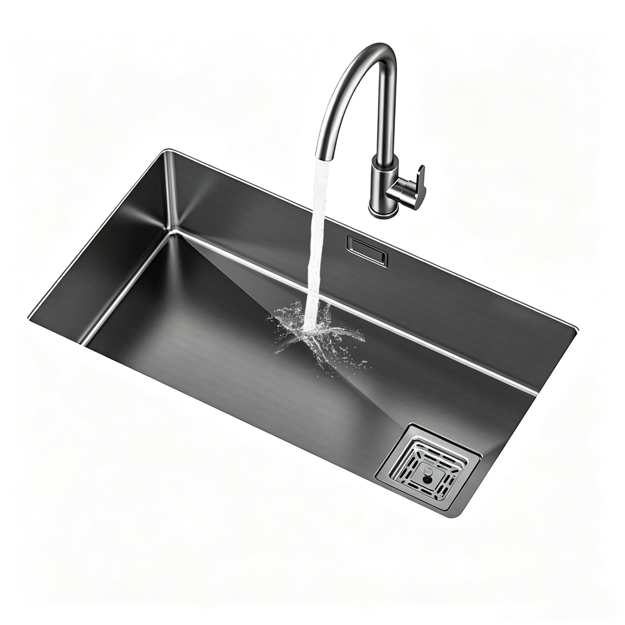 SC Stainless Steel Kitchen Sink with Hot and Cold Water Controls, Featuring A Retractable Drain Basket, Suitable for Restaurants(75cm)