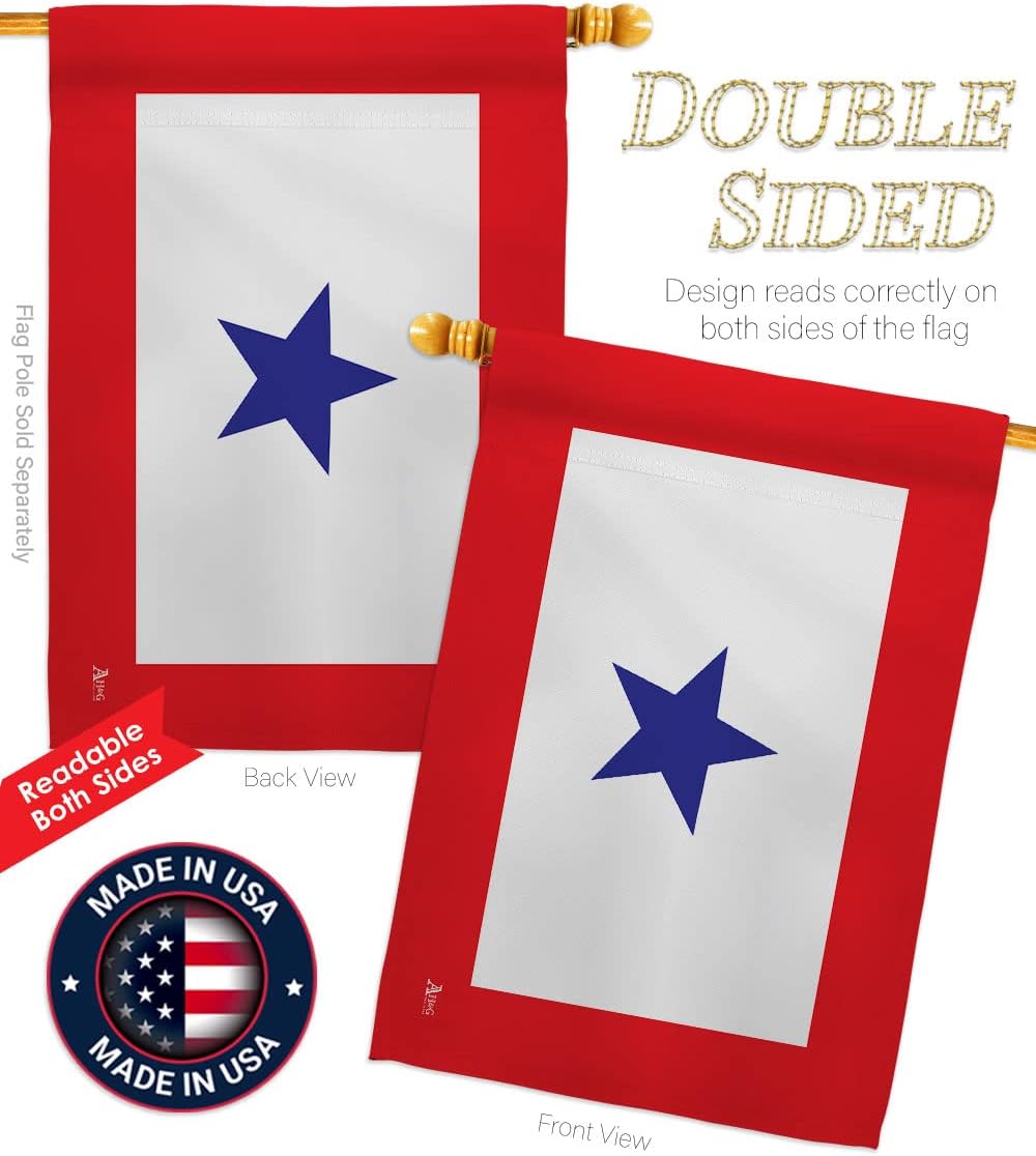 Blue Star House Flag - Armed Forces Service All Branches Support Honor United State American Military Veteran Official - Decoration Banner Small Garden Yard Gift Double-Sided Made in USA 28 X 40