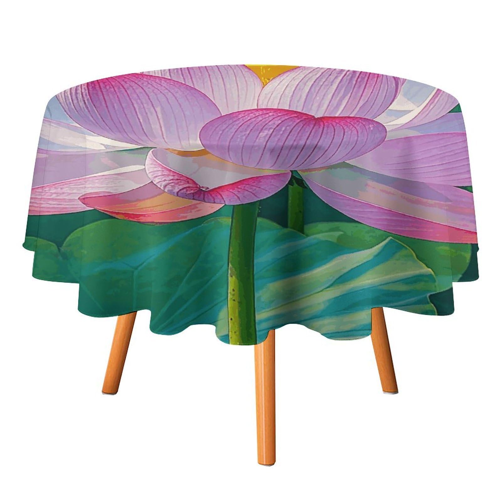SMAZDFXX Flower Purple Tablecloth 60x60in Round Table Cloth Durable Polyester, Washable Stain Resistant Table Cover for Indoor Outdoor (Picnic, Dining, Party)