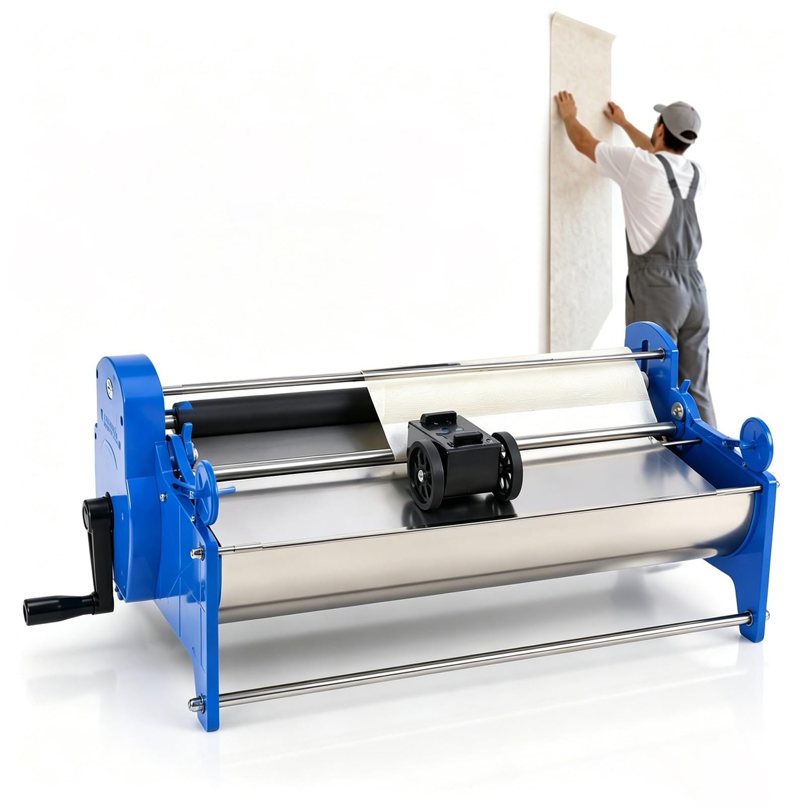 KJZQXYX 20.87in Manual Wallpaper Glue Coater Machine,Hand-Crank Wall Paper Paste Applicator,with Digital Meter Counter/ 8L Tank,for Home Renovation