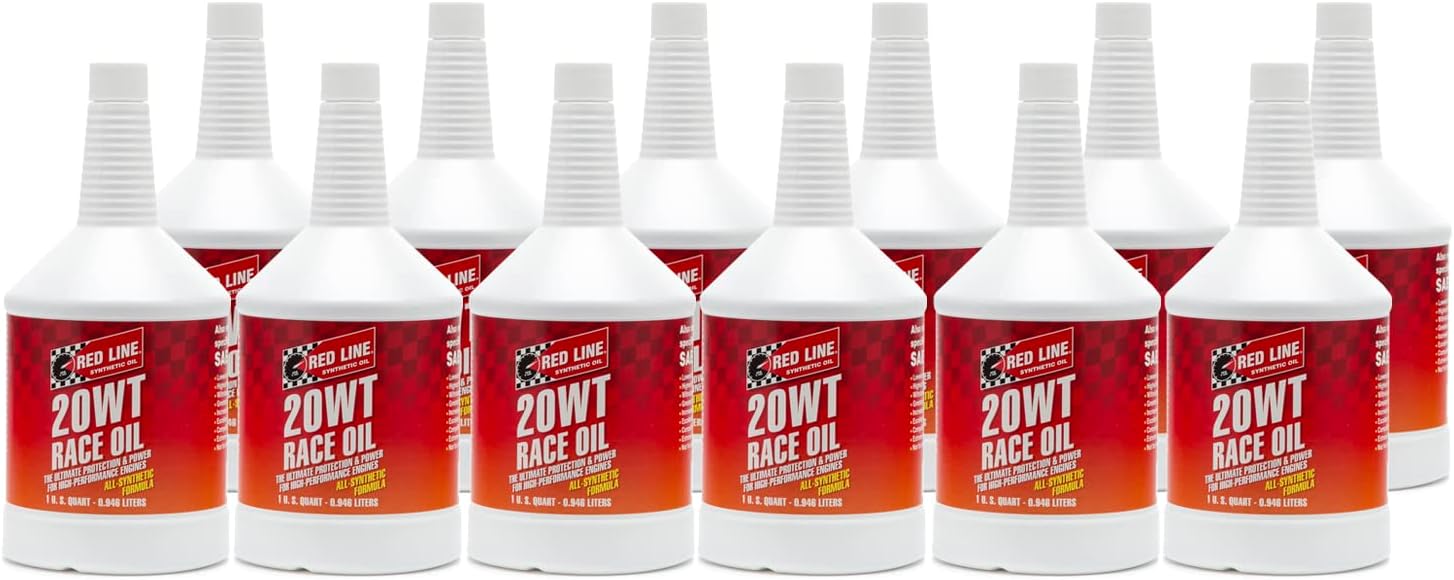 Red Line 10204 20 WT SAE 5W-20 Racing Motor Oil - 1 Quart Bottle, (Pack of 12)