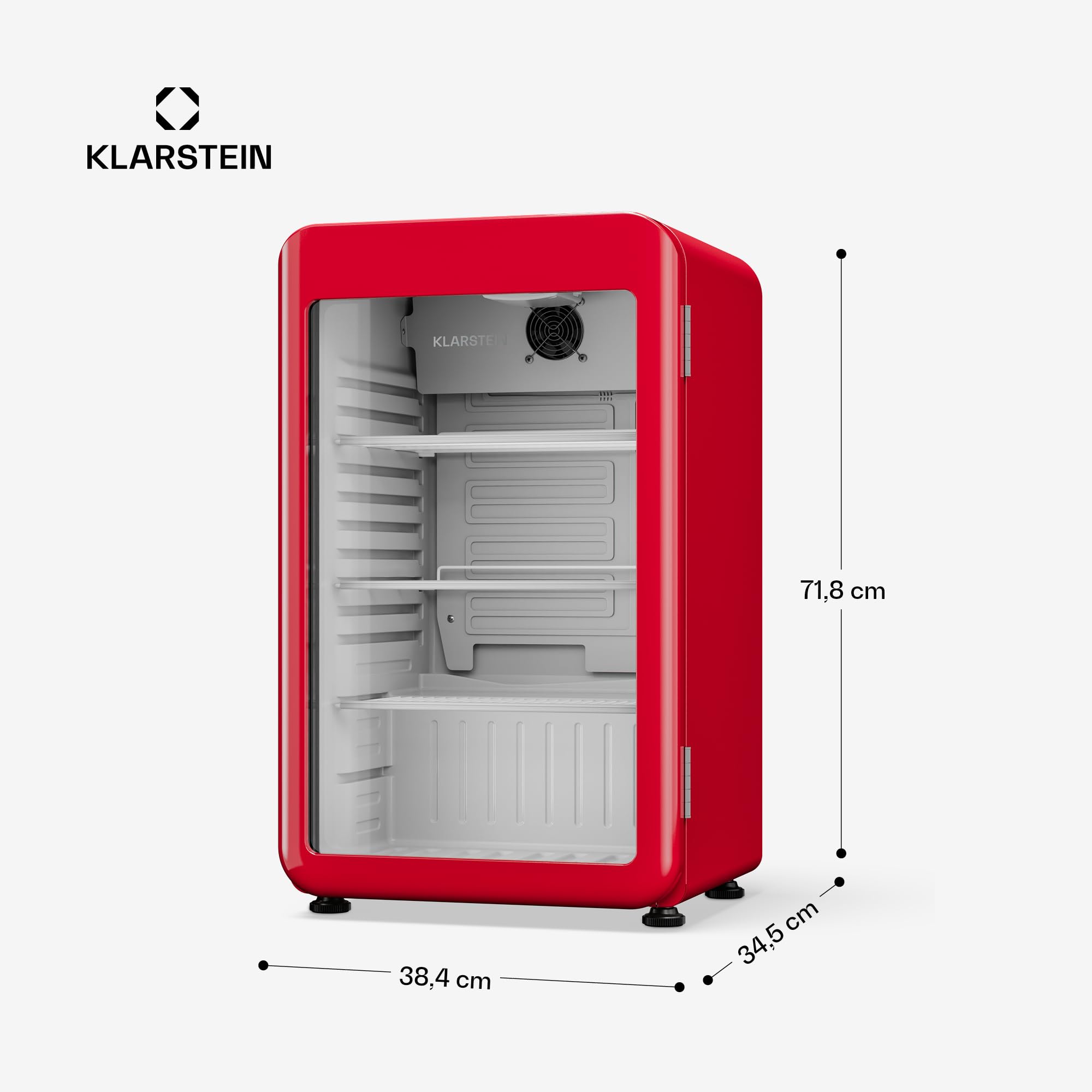 KLARSTEIN Audrey Evo Frigorifero per bevande da 95 L - Frigorifero per bevande con sportello in vetro, luce LED, temperatura regolabile 0-10 °C, 3 ripiani, funzionamento silenzioso