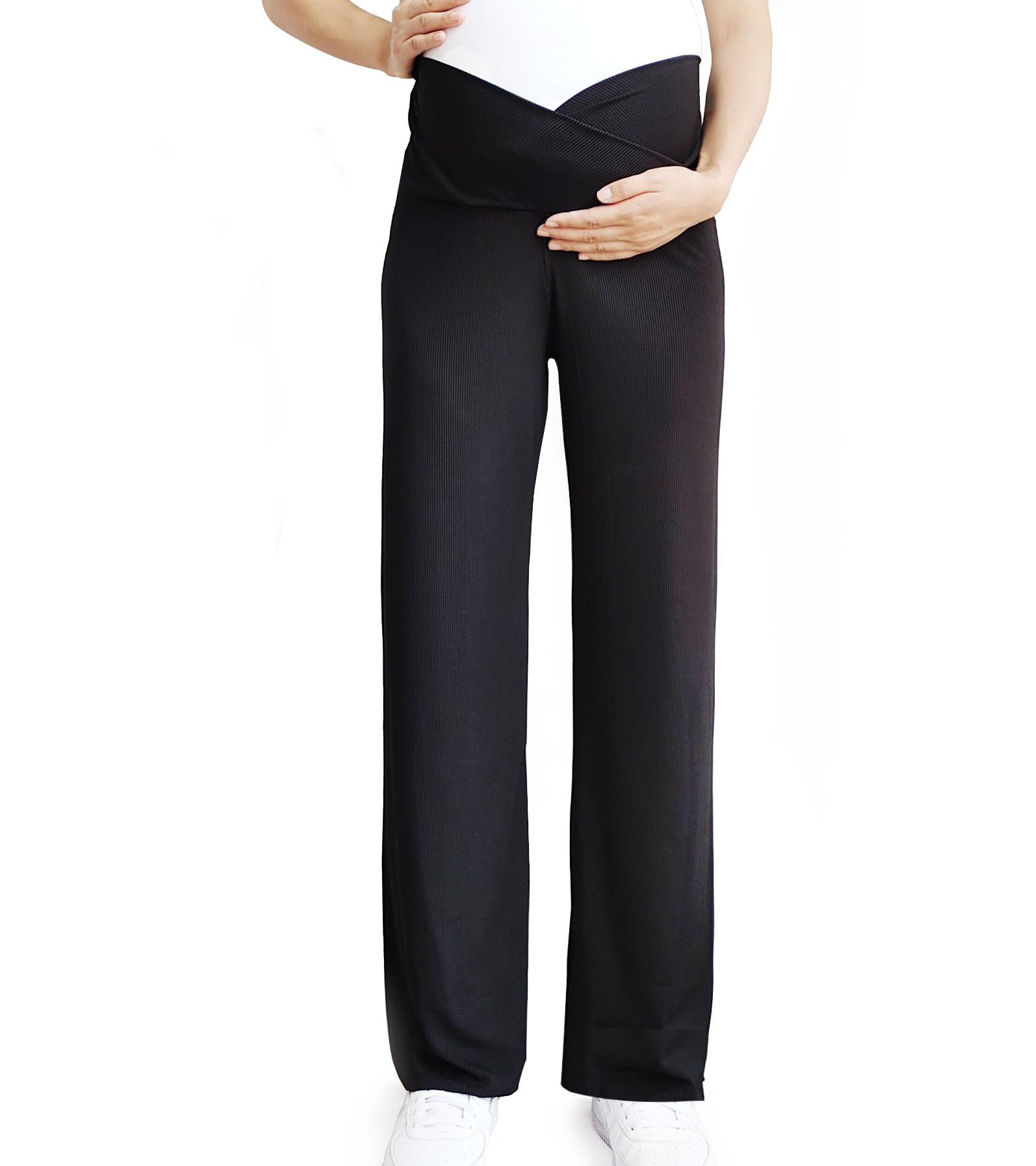 Pantalon Maternité Jambes Larges, Pantalon Long Décontracté de Grossesse Femme, Pantalons Maternité pour Travail, L'entraînement Salon L'athlétisme