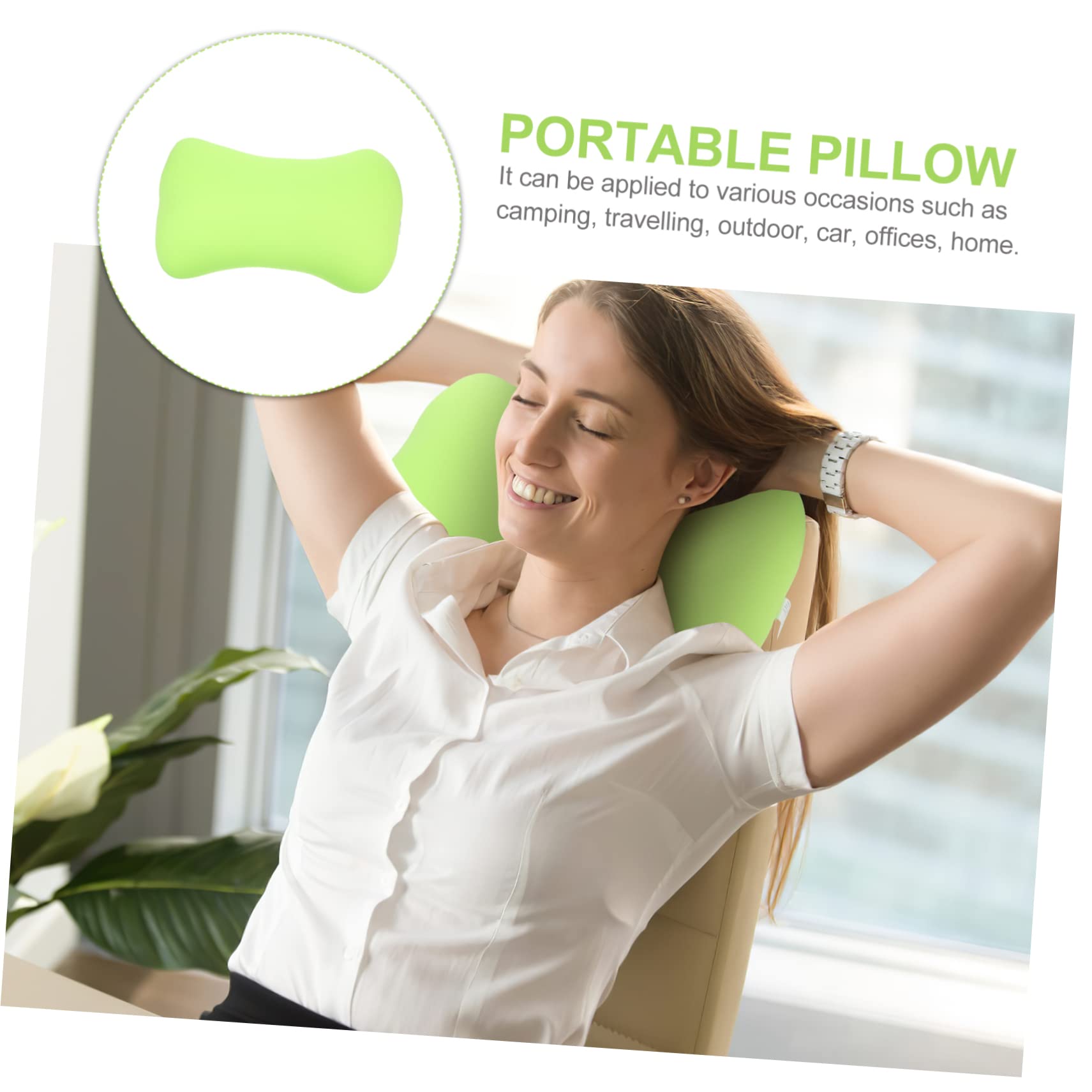Sosoport Almohada de Camping Portátil en Forma de Hueso, 1 Pieza, Verde