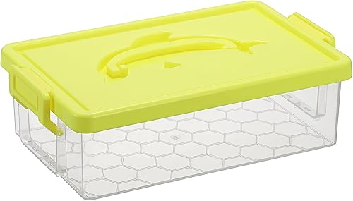 Miniatura 10 de BTSKY Paquete de 4 cajas de almacenamiento de plástico transparente con tapa, organizador apilable con diseño de delfín fácil de levantar, 4