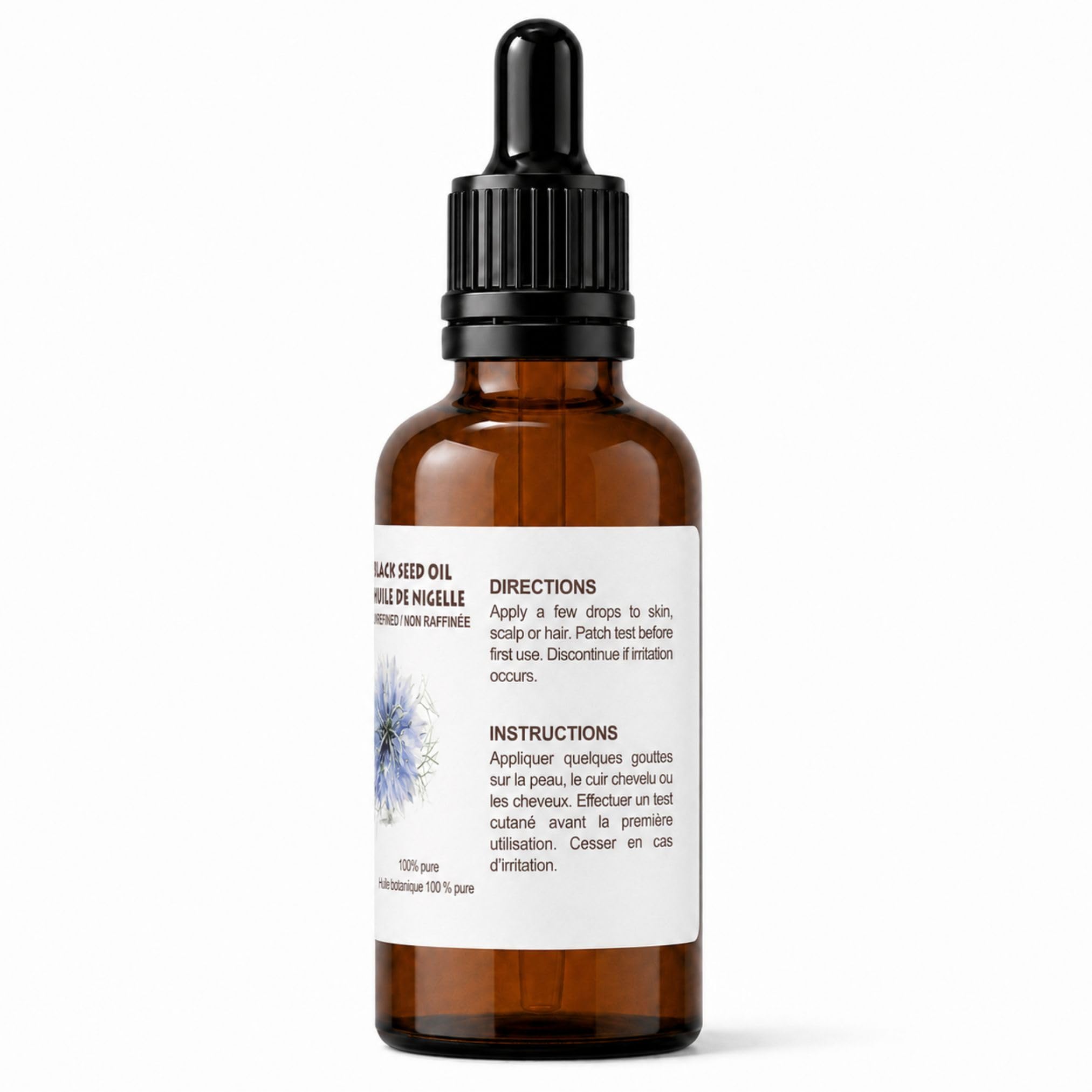 Best Nature's Cosmetics Aceite de comino negro 100% puro (Black Seed) – Aceite natural prensado en frío y sin refinar para cara, cuerpo y cabello – Aceite hidratante para la piel y el cabello