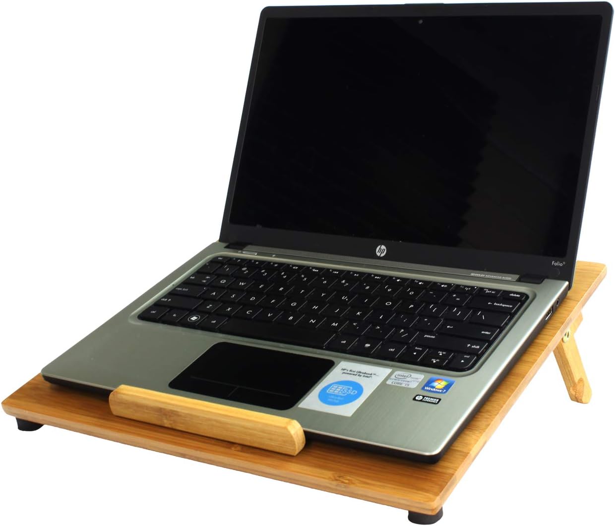 Aleratec Natural Bamboo Cooling Vented Laptop Desk/Table Stand with Fan Up to 15in