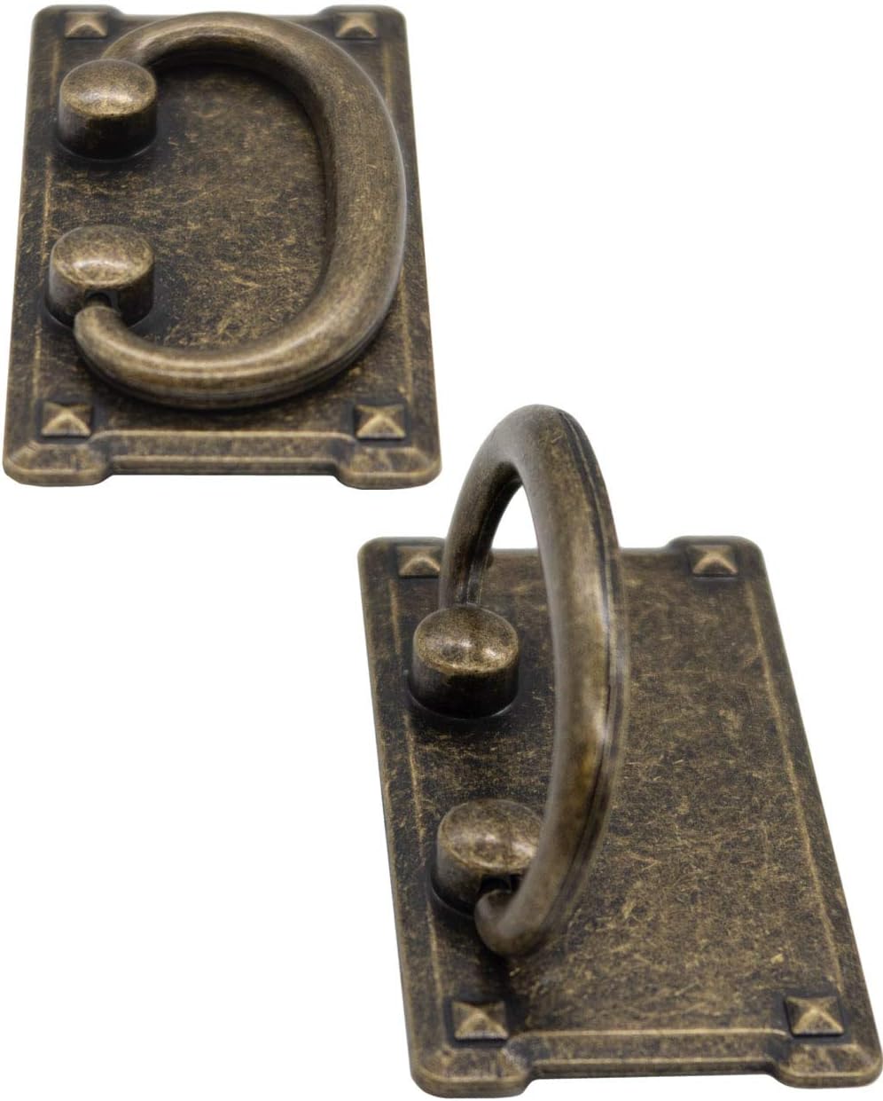 FUXXER® - 2 antique drawer handles, foldable, bronze iron design, for sliders, cupboards, doors, drawers, kitchen, buffets, chests, etc. vintage country house, retro, set of 2. - Image 5