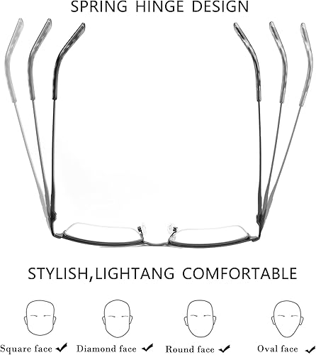 Miniatura 10 de CRGATV Paquete de 3 lentes de lectura para hombre, bloqueo de luz azul, lentes de metal medio ancho, lentes semi sin montura