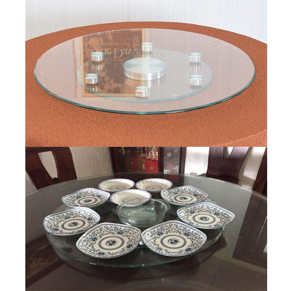 Plateau tournant Lazy Susan, Plateau tournant Lazy Susan Plateau de Service Rotatif en Verre Transparent Roulement en Alliage d'aluminium Stable et Non incliné