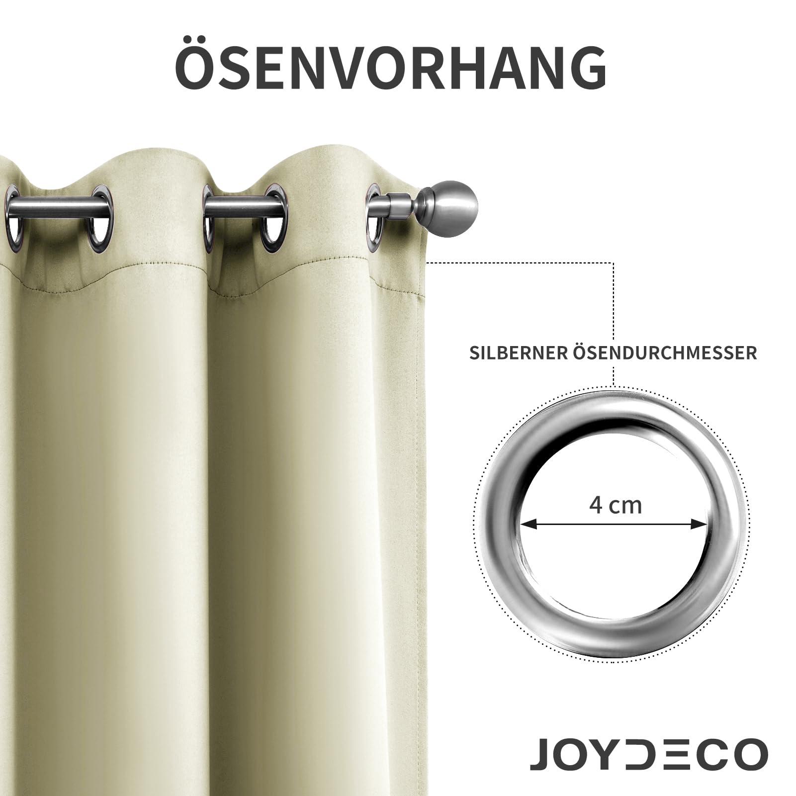 Joydeco Blickdichte Vorhänge mit Ösen Gardinen 2 Stück H 158 x B 132 Verdunkelungsvorhang Hellbeige Thermovorhang Hitzeschutz – Bild 4