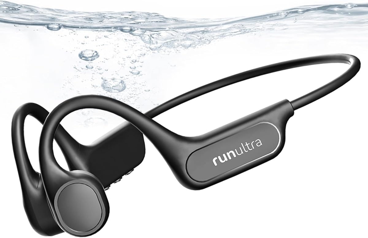 Bone Conduction Headphones, IPX8 Waterproof Swimming Headphones with 32GB MP3 Player, Bluetooth 6.0 Open-Ear Sports Headphones, 26g Lightweight for Running Cycling Gym, 10H Playtime