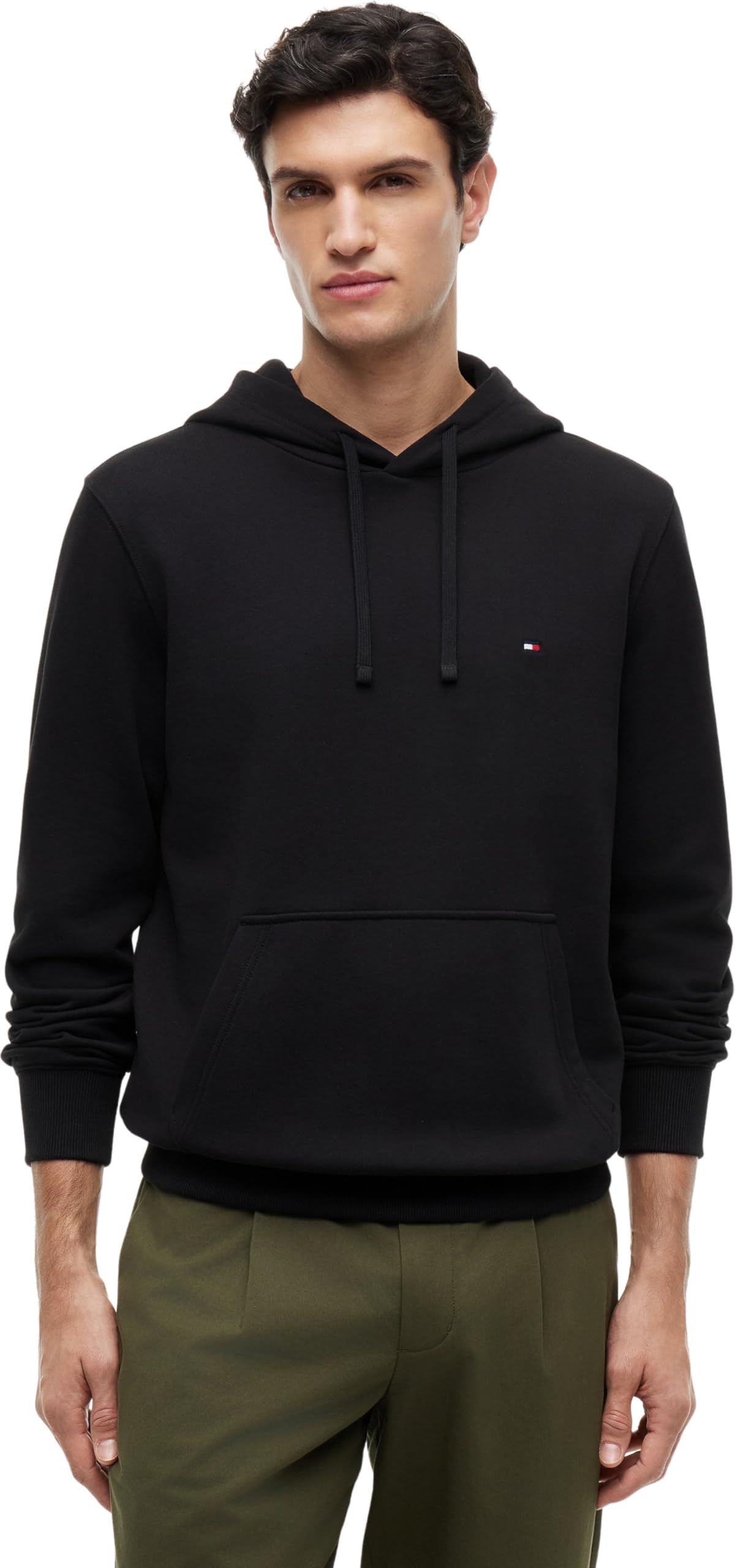 Tommy Hilfiger Men ESSENTIAL TERRY HOODY MW0MW37235 Pullover Hoodie, BLACK, L